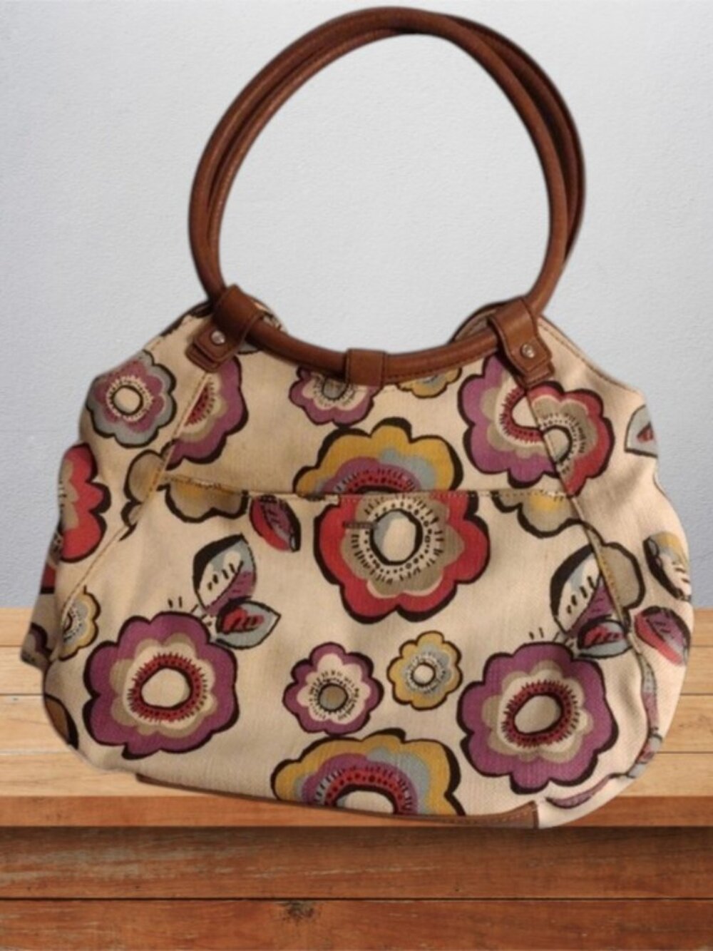 Relic Floral Canvas Shoulder Bag with hoop Handle